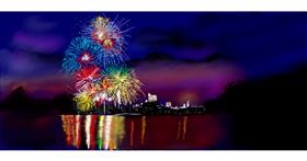 Drawing of fireworks by Chaching