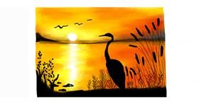 Drawing of sunset by Debidolittle